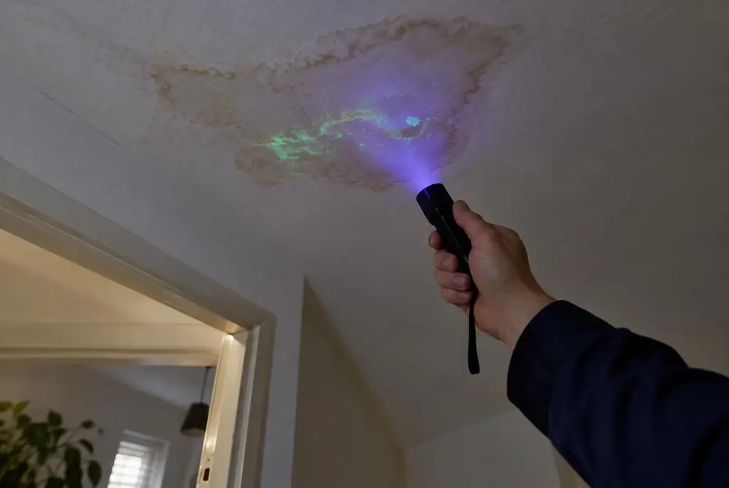 Lekdetectie Hoevelaken – kleurstof controleren op het plafond met uv-licht
