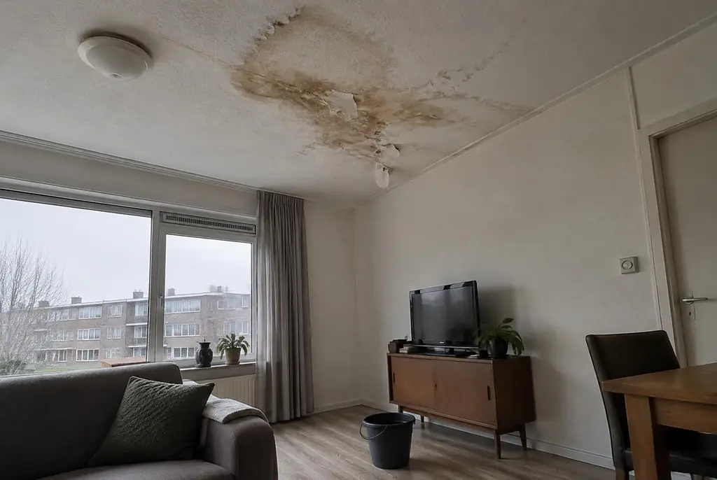 Lekdetectie Hoevelaken – vochtplek op het plafond onder een badkamer